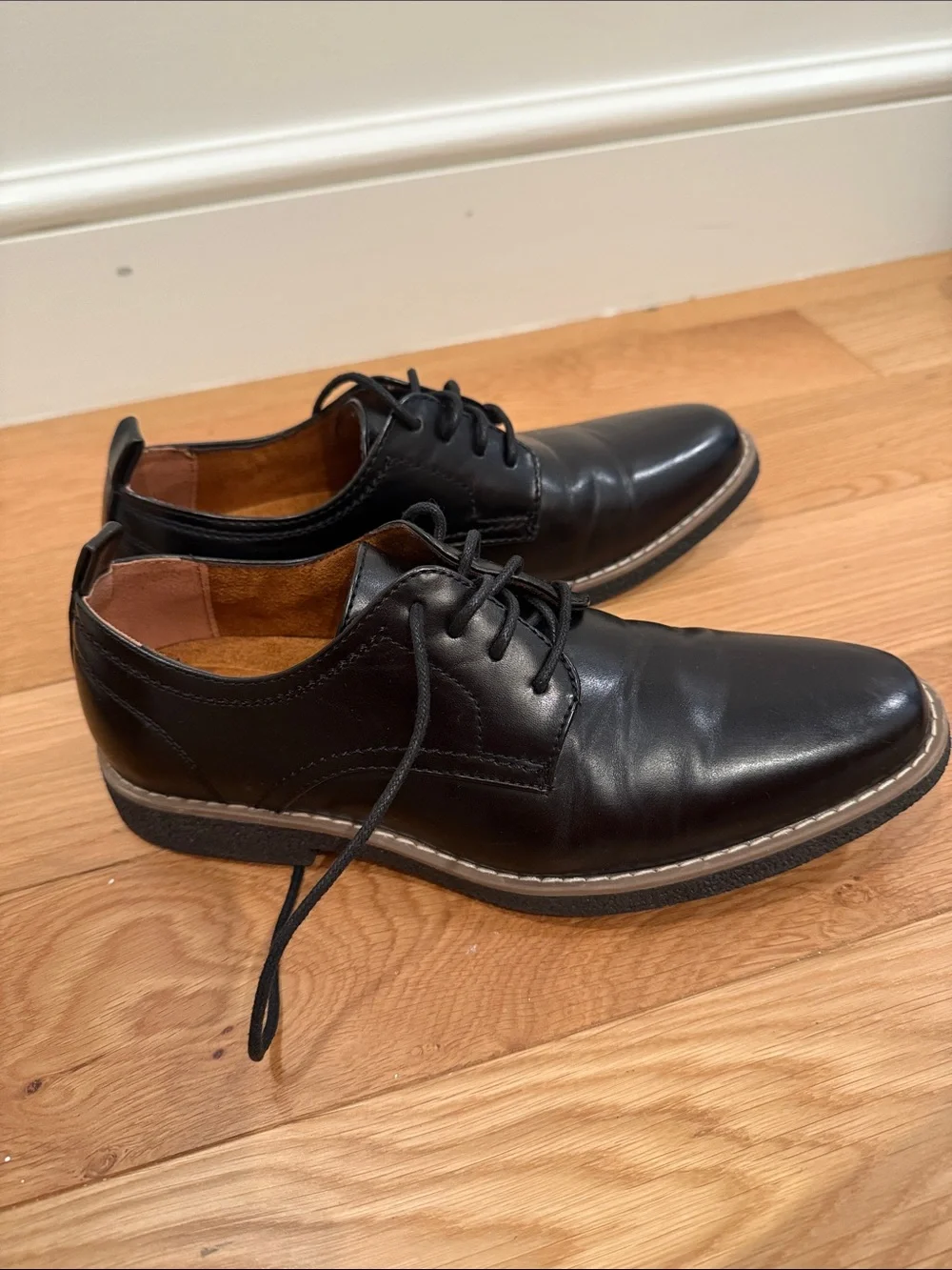 Deer Stags Boys Black Leather Lace-Up Oxford Zander Dress Shoes